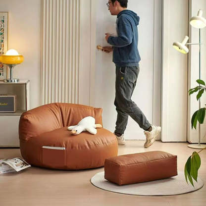 Retro Leather Semicircular Bean Bag Sofa
