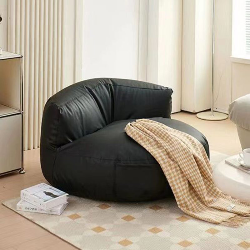Retro Leather Semicircular Bean Bag Sofa — Without Footrest / Gray