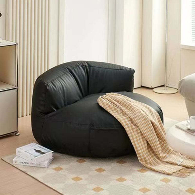 Retro Leather Semicircular Bean Bag Sofa — Without Footrest / Gray