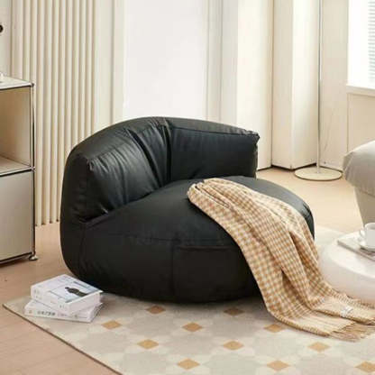 Retro Leather Semicircular Bean Bag Sofa — Without Footrest / Gray