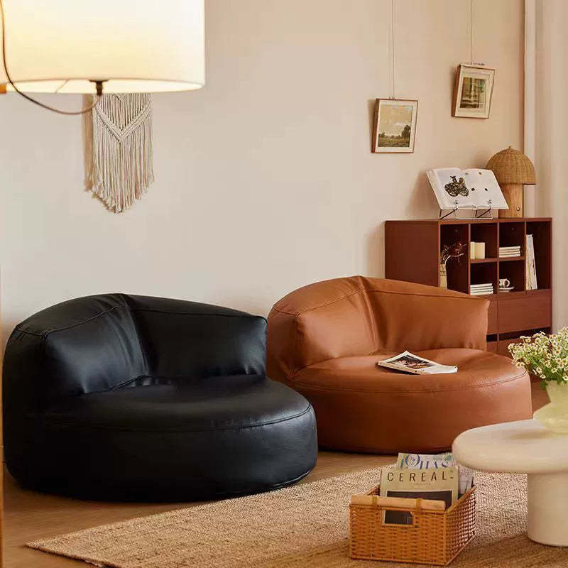 Retro Leather Semicircular Bean Bag Sofa — Without Footrest / Orange