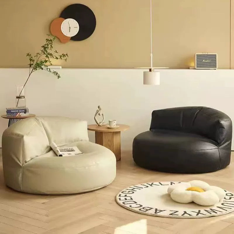 Retro Leather Semicircular Bean Bag Sofa