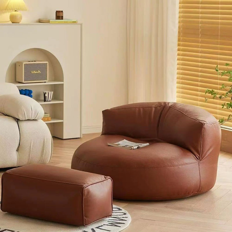 Retro Leather Semicircular Bean Bag Sofa