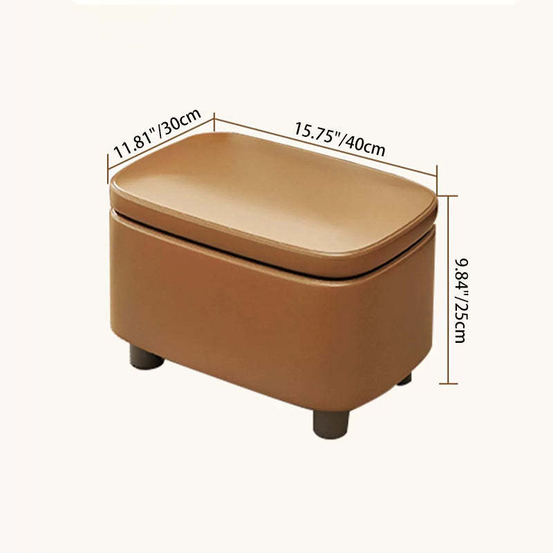Scandinavian Oil-Waxed Leather Storage Footstool