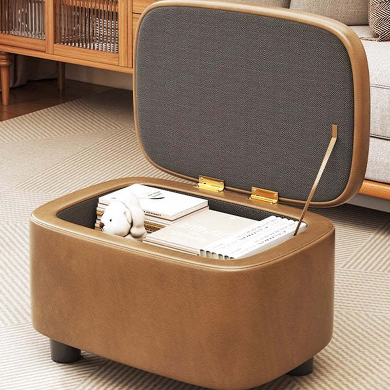 Scandinavian Oil-Waxed Leather Storage Footstool