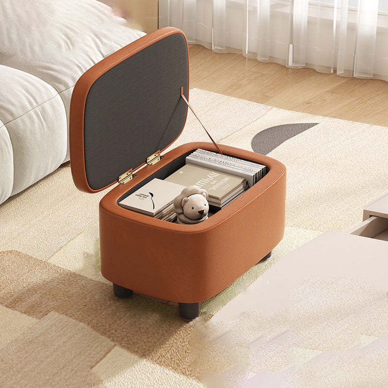 Nordic footstool oil-waxed leather footstools — Orange