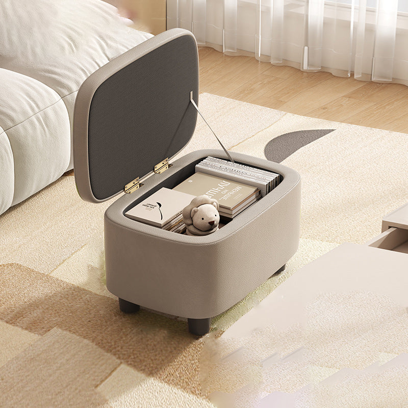 Scandinavian Oil-Waxed Leather Storage Footstool