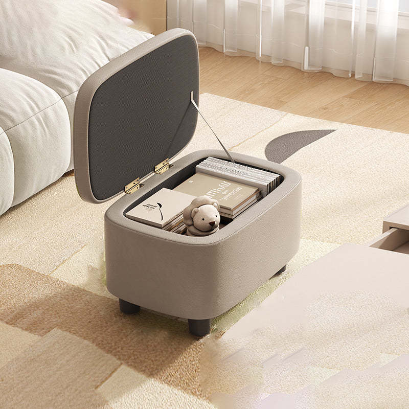 Scandinavian Oil-Waxed Leather Storage Footstool