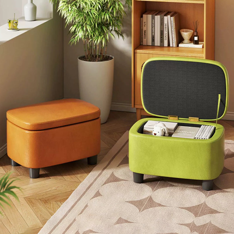 Scandinavian Oil-Waxed Leather Storage Footstool