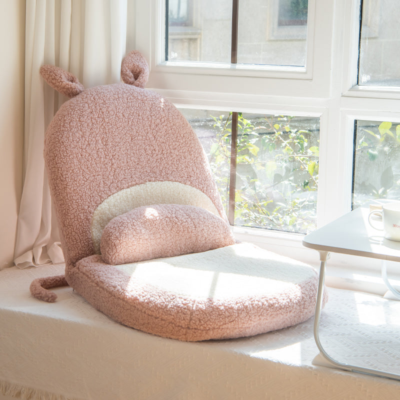Kids Cartoon Cat-Ear Lambswool Latex Pegboard Tatami — Pink