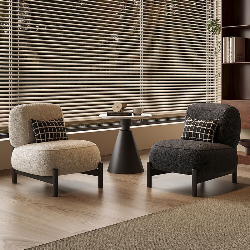 Nordic Lambswool Wood Steel Accent Chair