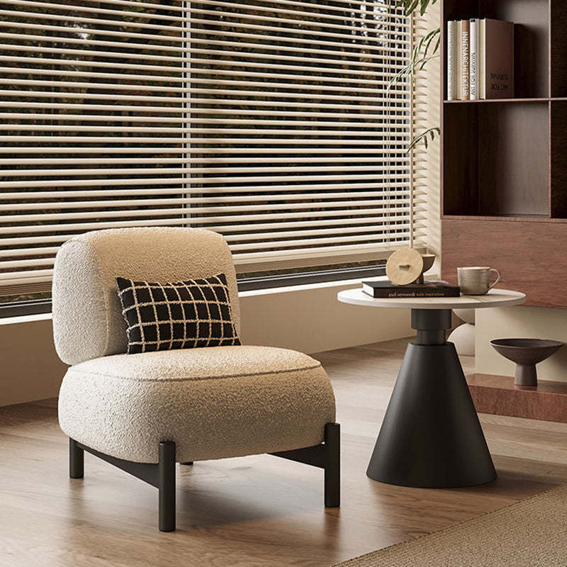 Nordic Lambswool Wood Steel Accent Chair