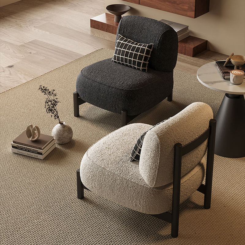 Nordic Lambswool Wood Steel Accent Chair