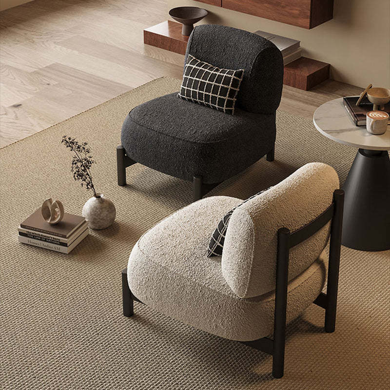 Nordic Lambswool Wood Steel Accent Chair