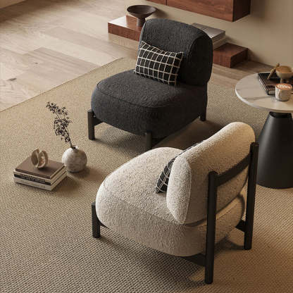 Nordic Lambswool Wood Steel Accent Chair