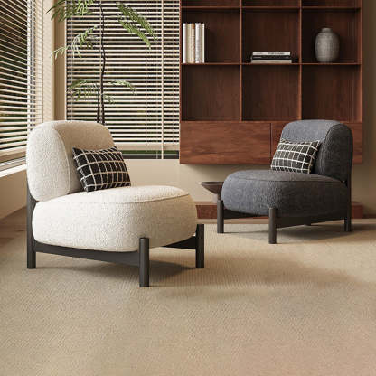 Nordic Lambswool Wood Steel Accent Chair
