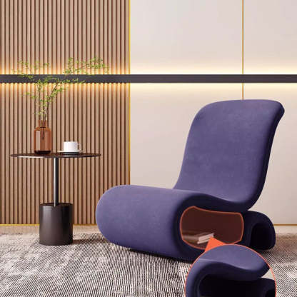 Art Deco Velvet Iron Curved Accent Chair — Orange
