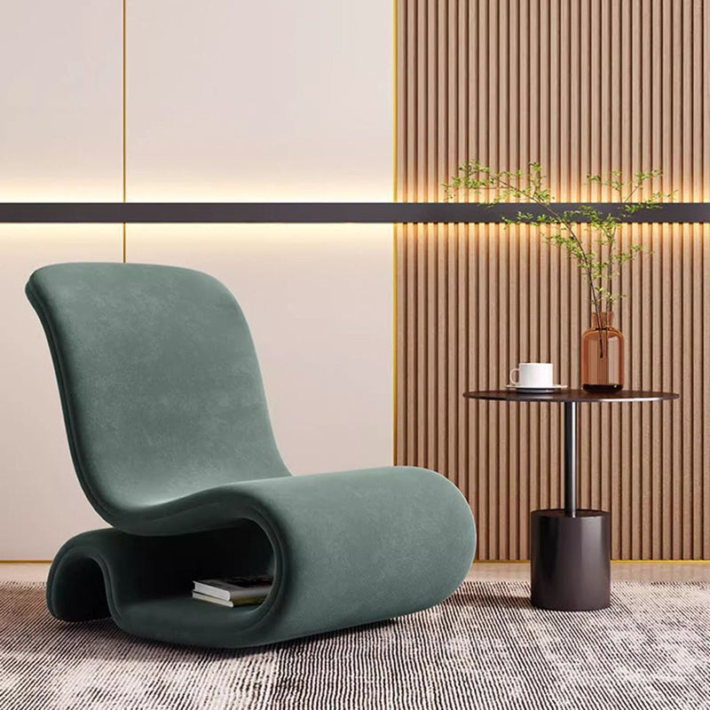 Art Deco Velvet Iron Curved Accent Chair