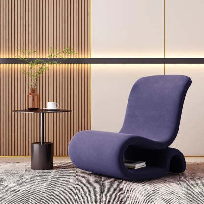 Art Deco Velvet Iron Curved Accent Chair