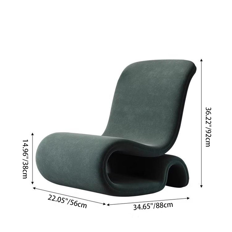 Art Deco Velvet Iron Curved Accent Chair