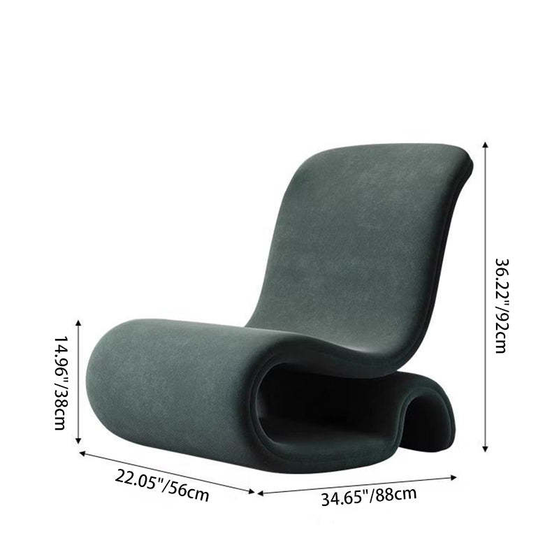 Art Deco Velvet Iron Curved Accent Chair