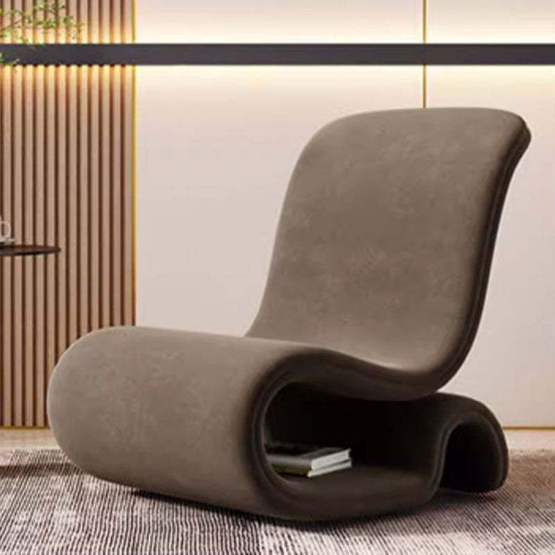 Art Deco Velvet Iron Curved Accent Chair