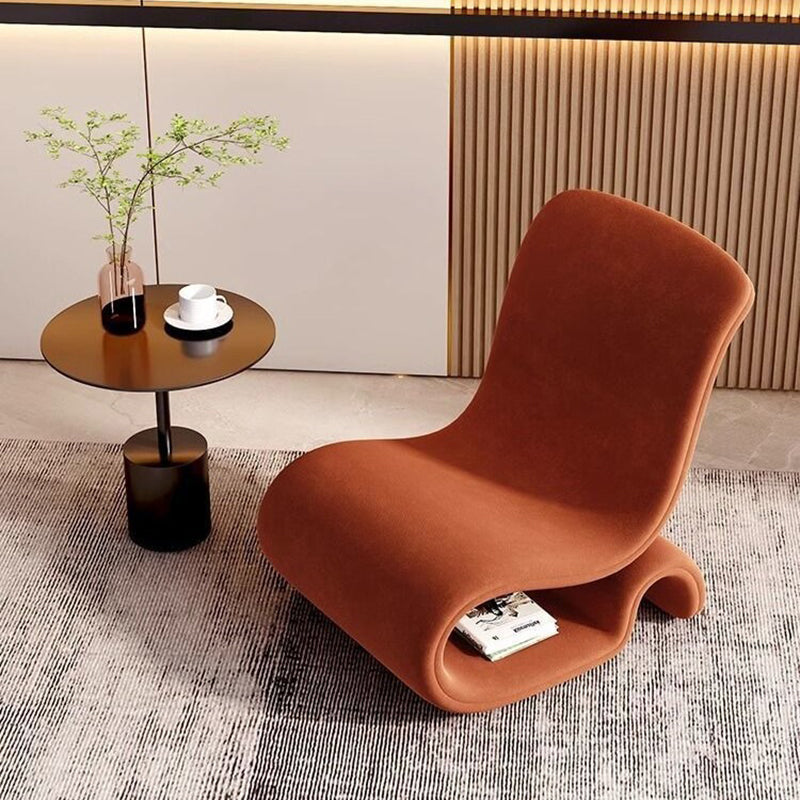 Art Deco Velvet Iron Curved Accent Chair