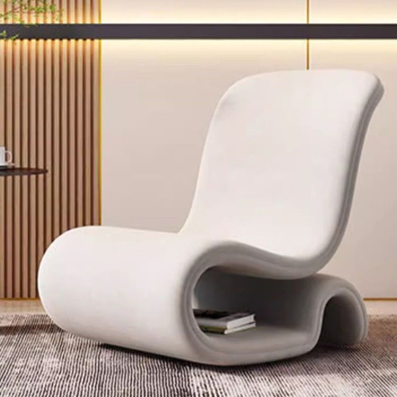 Modern Art Deco Velvet Iron Curved Accent Chair
