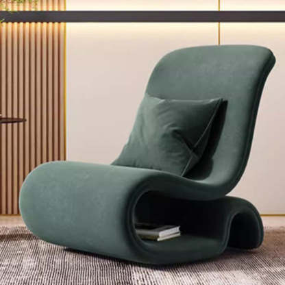 Art Deco Velvet Iron Curved Accent Chair