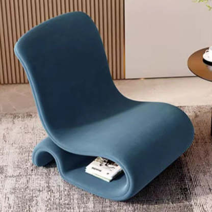 Art Deco Velvet Iron Curved Accent Chair — Purple