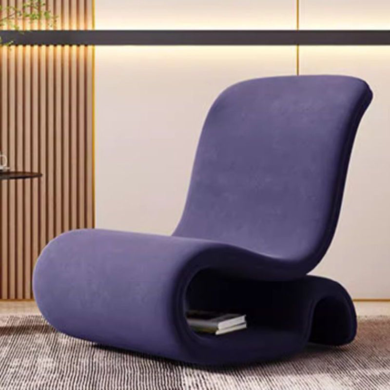 Art Deco Velvet Iron Curved Accent Chair