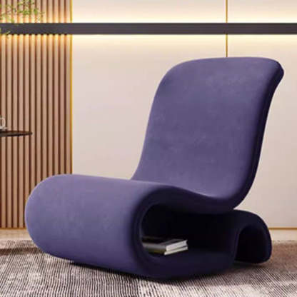 Art Deco Velvet Iron Curved Accent Chair