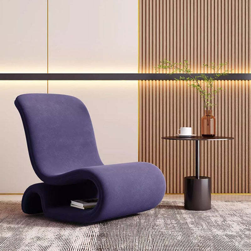 Modern Art Deco Velvet Iron Curved Accent Chair