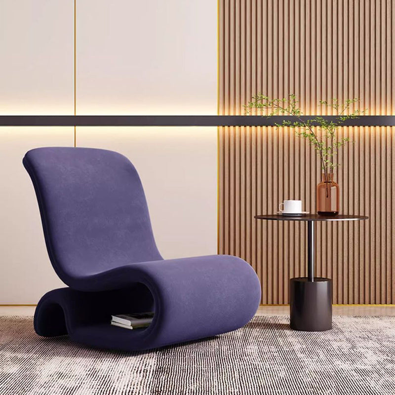 Art Deco Velvet Iron Curved Accent Chair