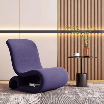 Art Deco Velvet Iron Curved Accent Chair