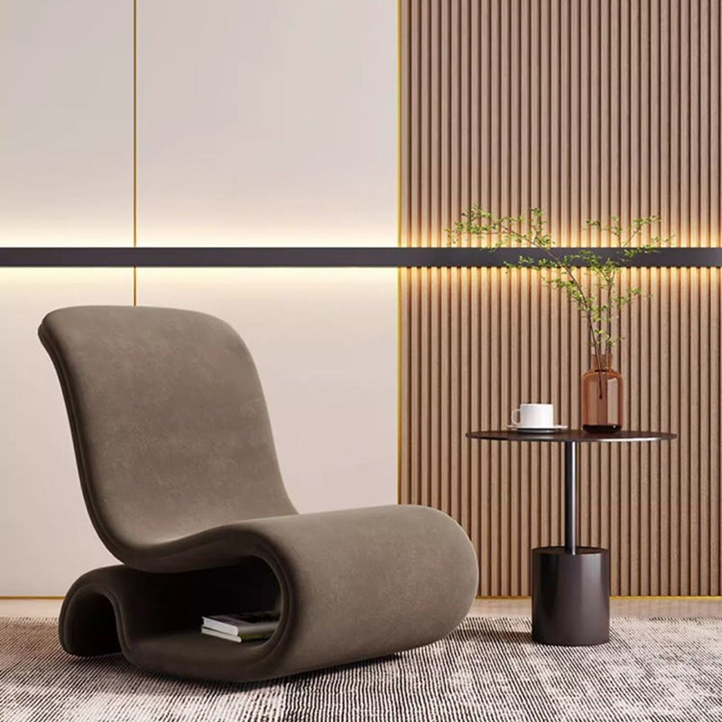 Modern Art Deco Velvet Iron Curved Accent Chair