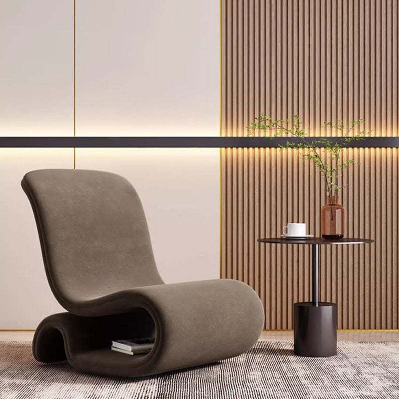 Modern Art Deco Velvet Iron Curved Accent Chair