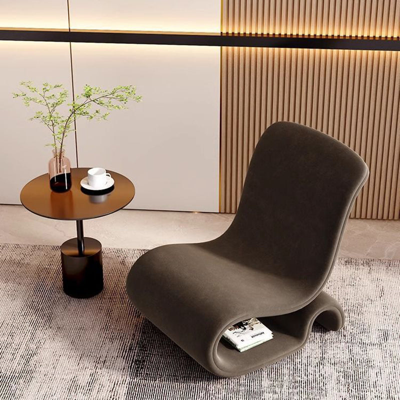 Modern Art Deco Velvet Iron Curved Accent Chair