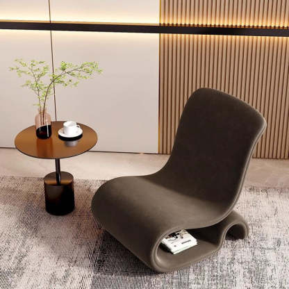 Modern Art Deco Velvet Iron Curved Accent Chair