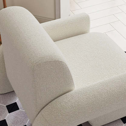 Nordic Lambswool Wood Accent Chair with Armrest
