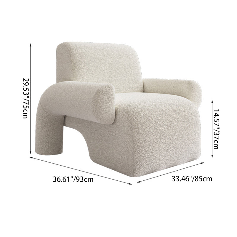 Nordic Lambswool Wood Accent Chair with Armrest