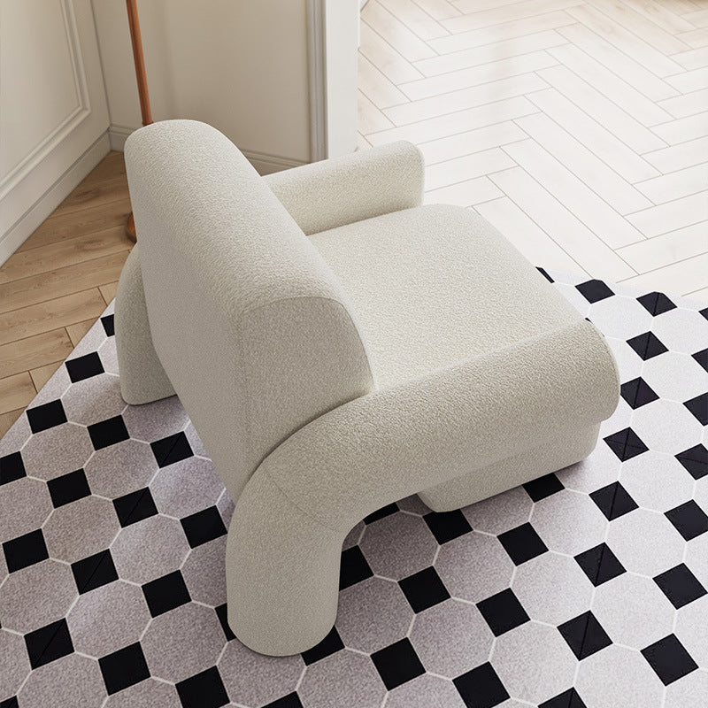 Nordic Lambswool Wood Accent Chair with Armrest