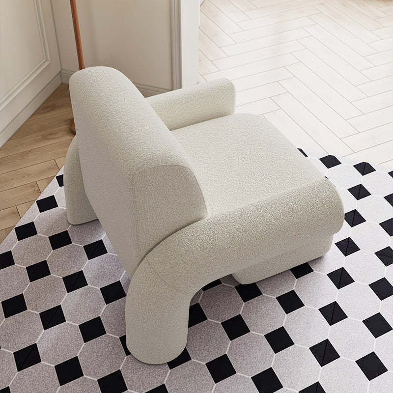 Nordic Lambswool Wood Accent Chair with Armrest
