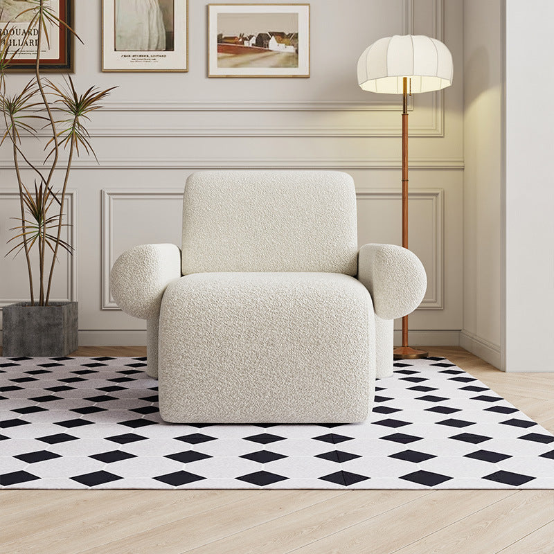 Nordic Lambswool Wood Accent Chair with Armrest