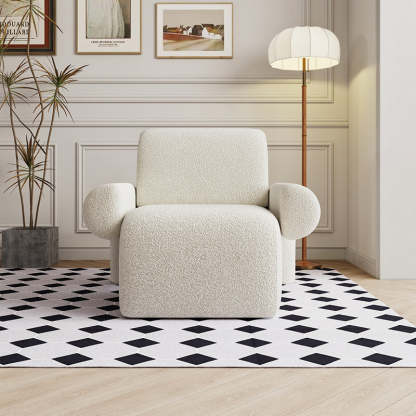 Nordic Lambswool Wood Accent Chair with Armrest