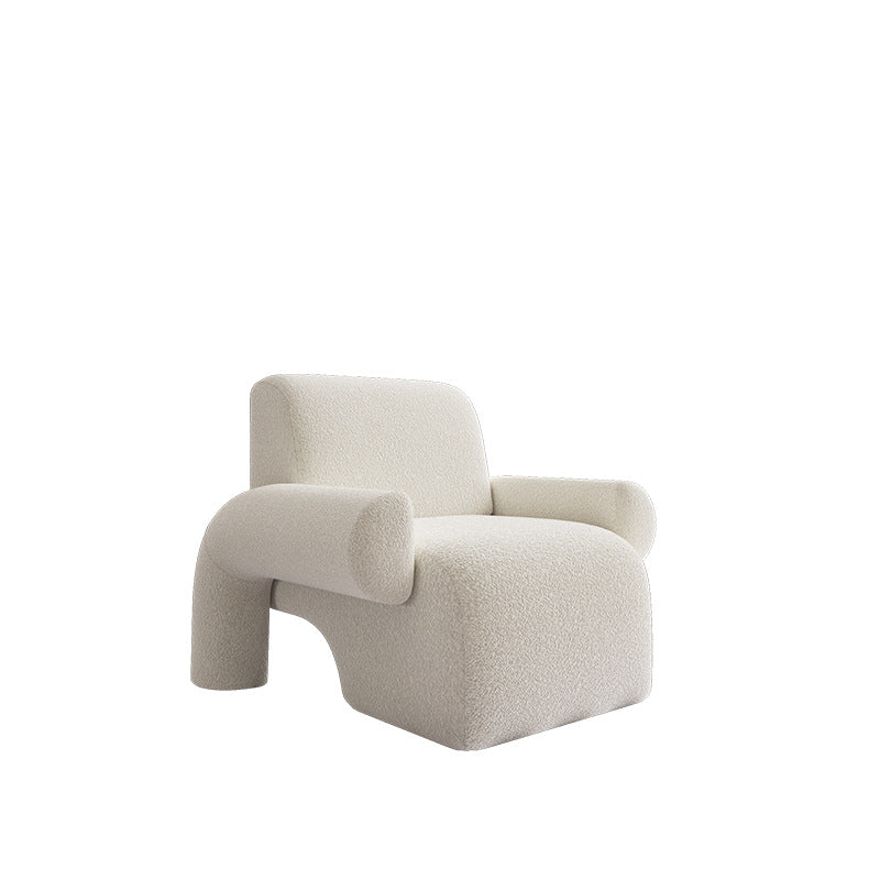 Nordic Lambswool Wood Accent Chair with Armrest