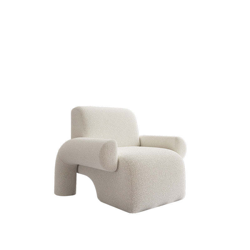 Nordic Lambswool Wood Accent Chair with Armrest