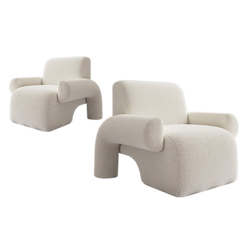 Nordic Lambswool Wood Accent Chair with Armrest