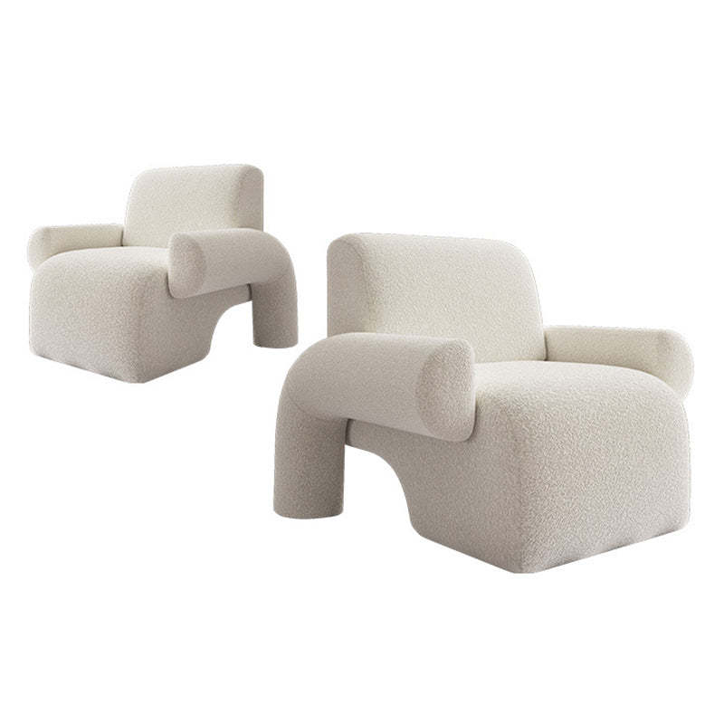Nordic Lambswool Wood Accent Chair with Armrest