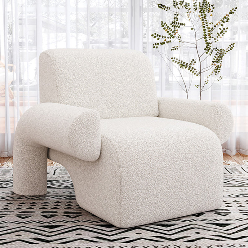 Nordic Lambswool Wood Accent Chair with Armrest